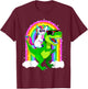 Unicorn Riding Trex Dinosaur T Rex Girls Boys Kids Men Women T-Shirt - T-Shirt | Maroon