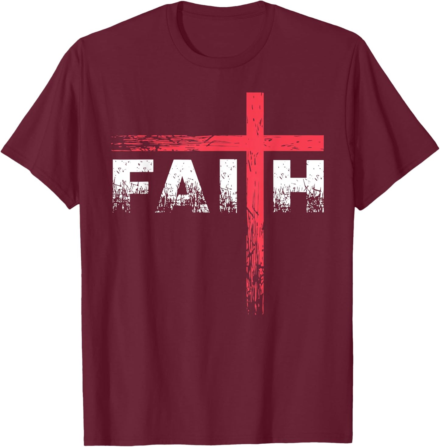 Christian Faith & Cross - Christian Faith & Cross T-Shirt - T-Shirt | Maroon