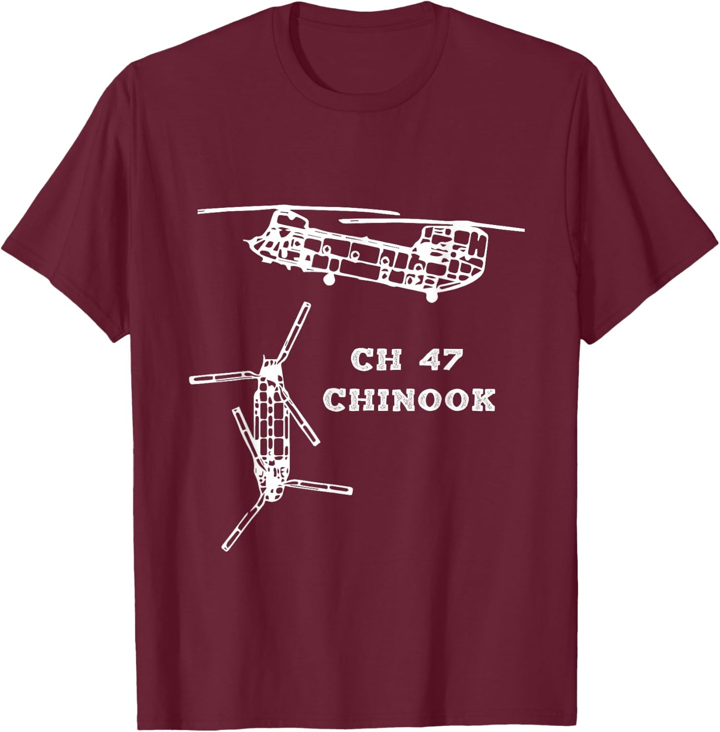CH-47 Chinook Transport Helicopter US Army Aviation T-Shirt - T-Shirt | Maroon