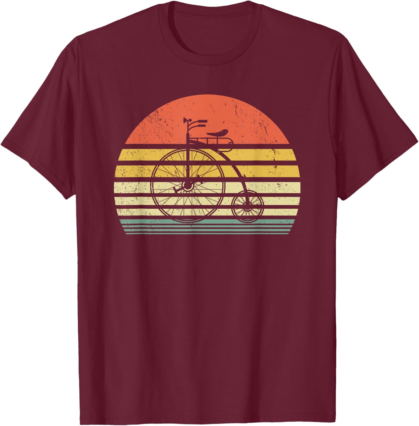Vintage Penny Farthing Bike - High Wheel Bicycle - Cycling T-Shirt - T-Shirt | Maroon