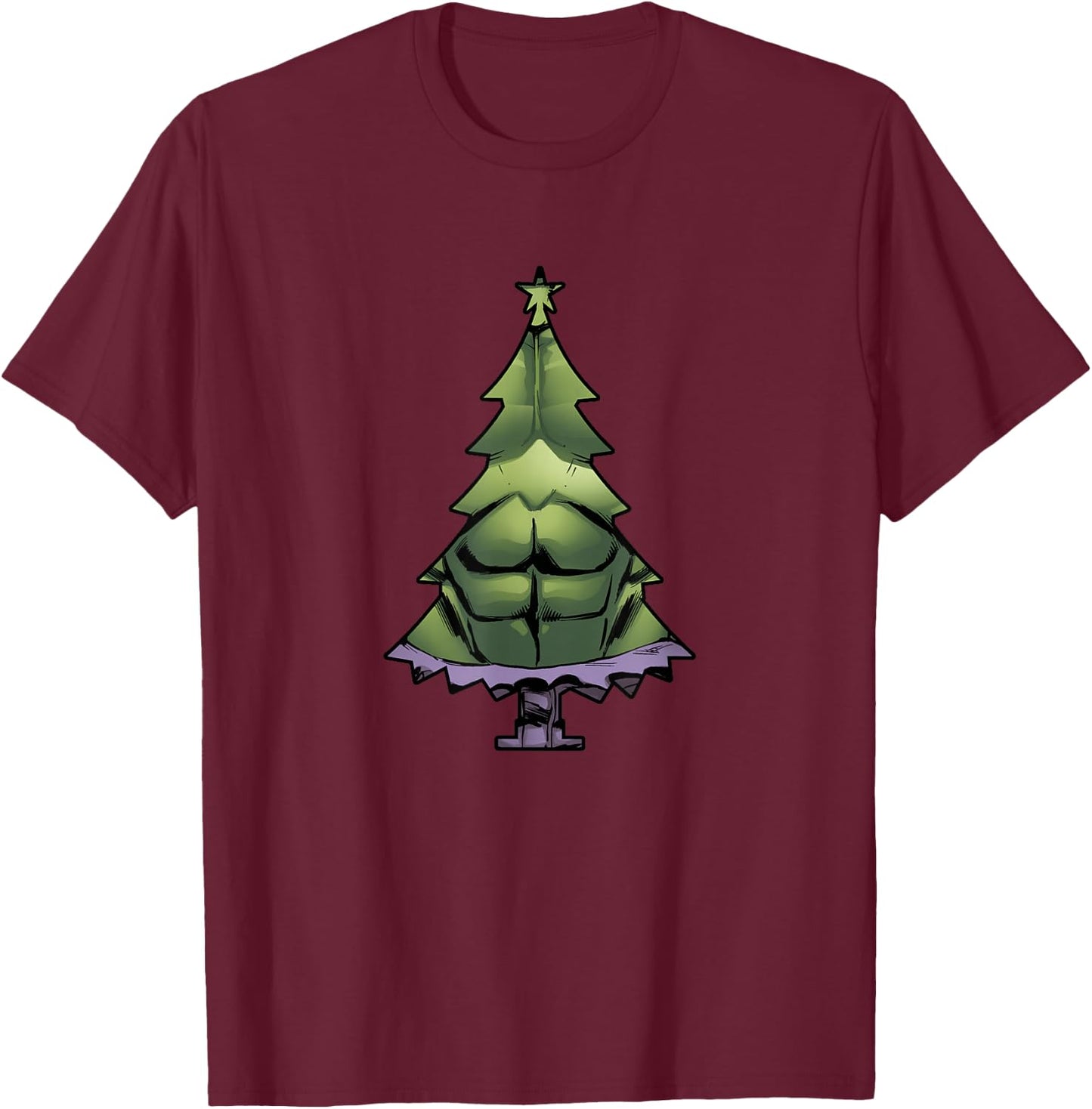 Marvel Christmas Avengers Hulk Tree T-Shirt - T-Shirt | Maroon