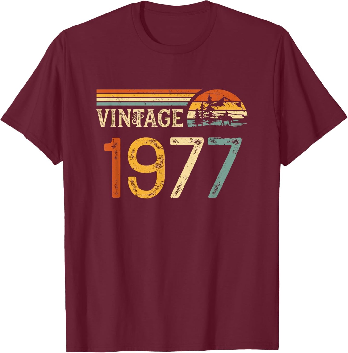Vintage Made in 1977 - 48th Birthday 48 years old Men Women T-Shirt - T-Shirt | Maroon
