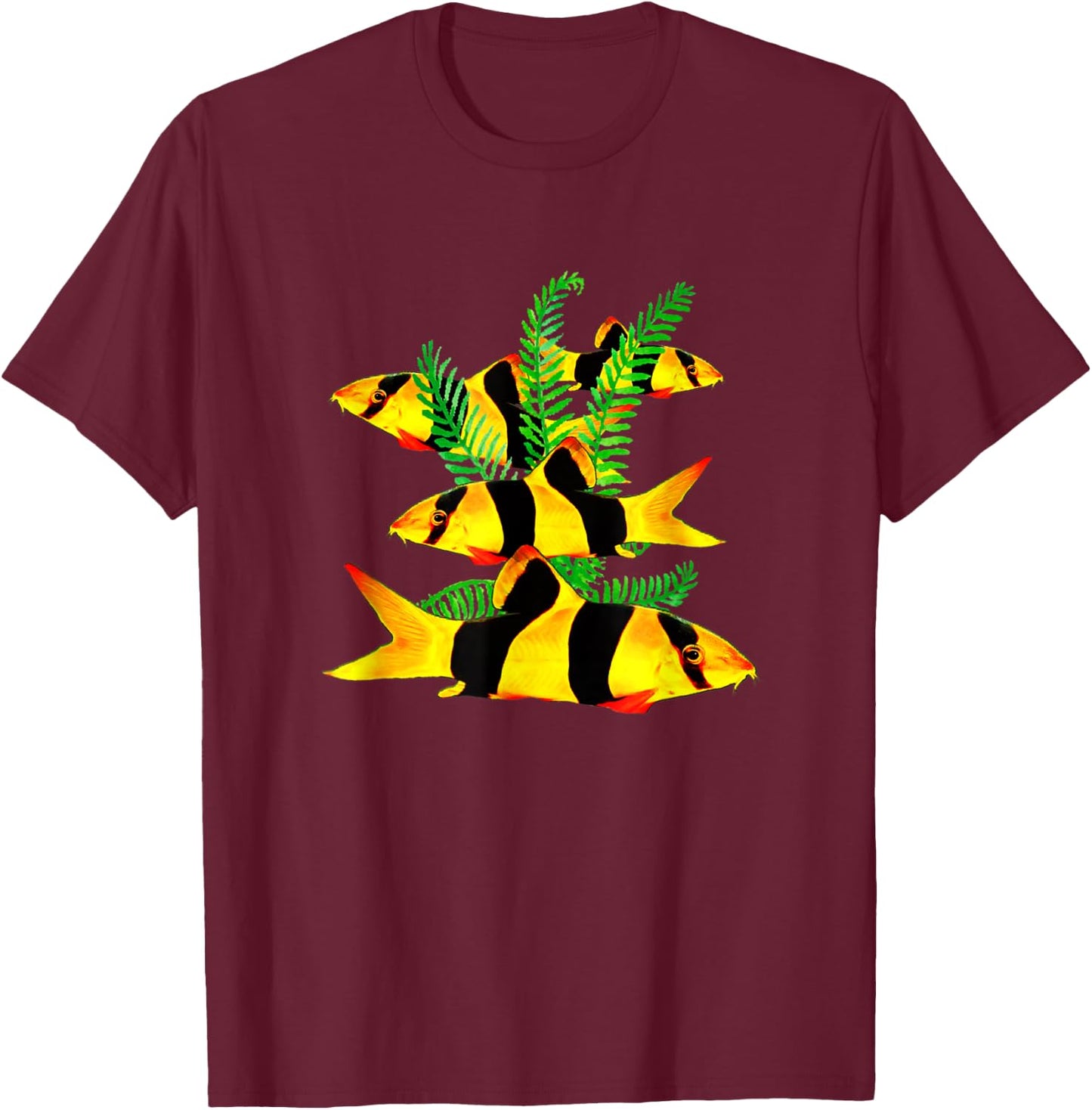Clown Loaches Under Water Aquarium Loach Lovers Fish T-Shirt - T-Shirt | Maroon