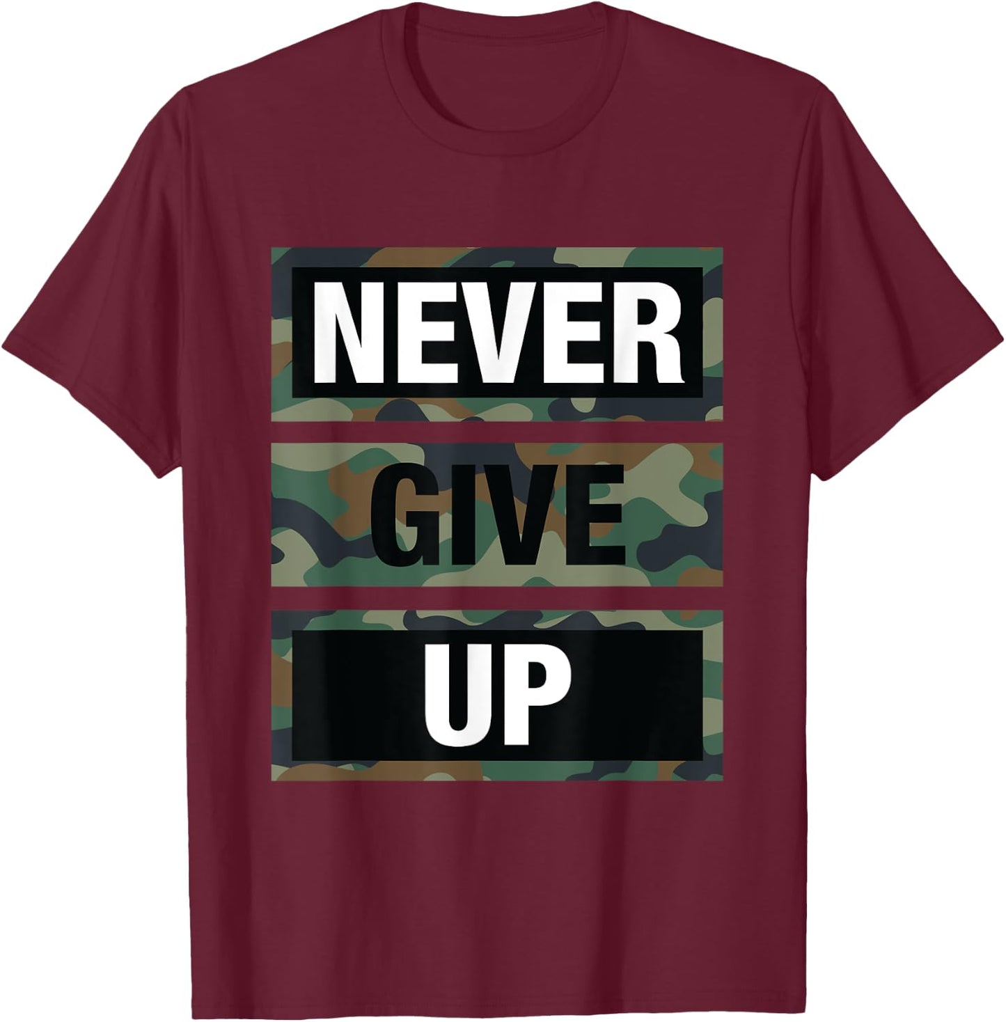 Bahaa's Don't Give Up Illustration Quotes Novelty Graphic Designs T-Shirt - T-Shirt | Maroon