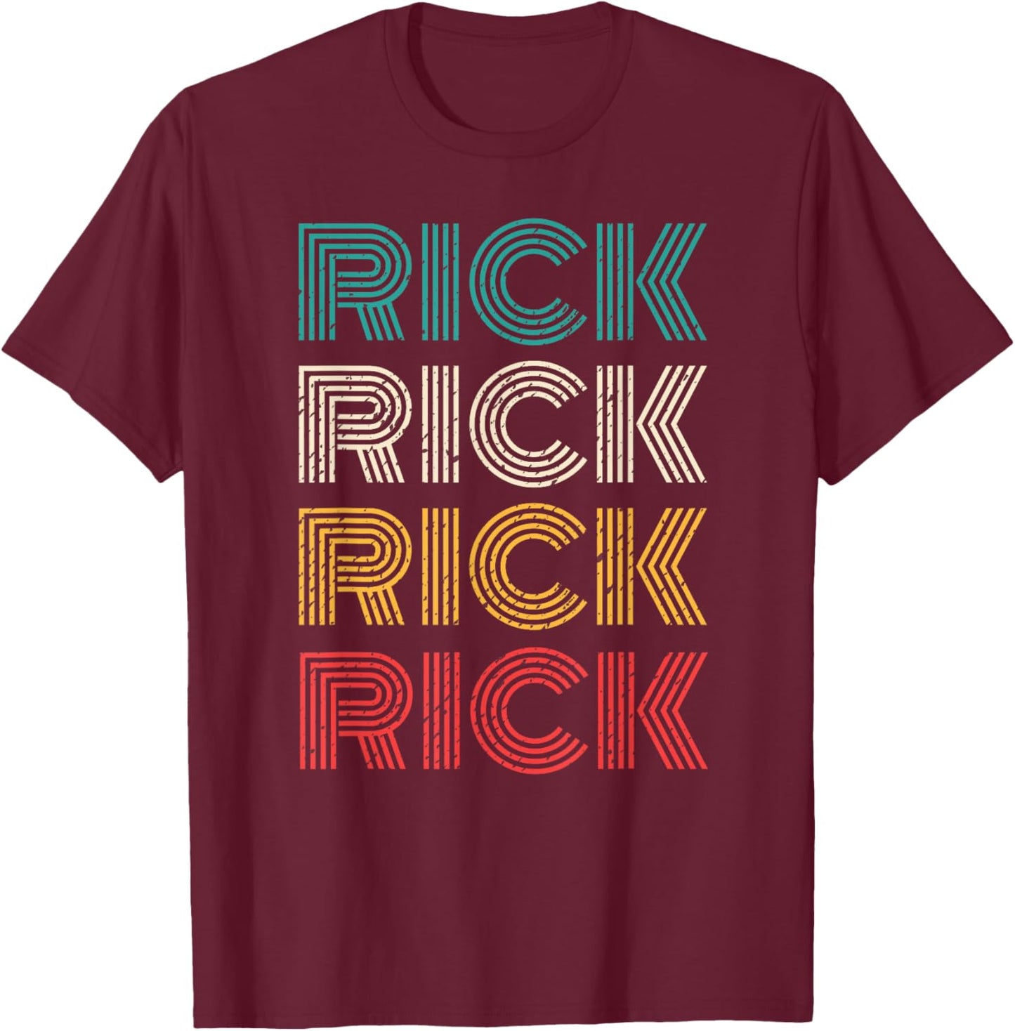 Retro Rick Vintage Distressed 80s Style T-Shirt - T-Shirt | Maroon