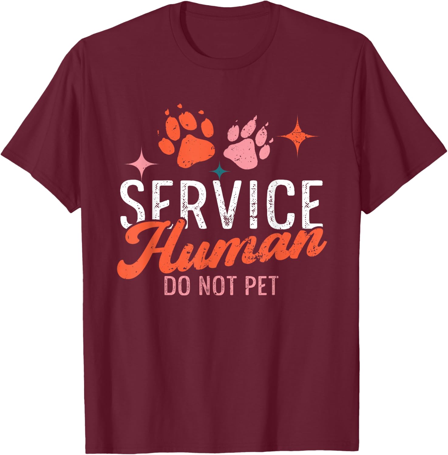 Funny Service Do Not Pet Emotional Support Human Dog Lover T-Shirt - T-Shirt | Maroon