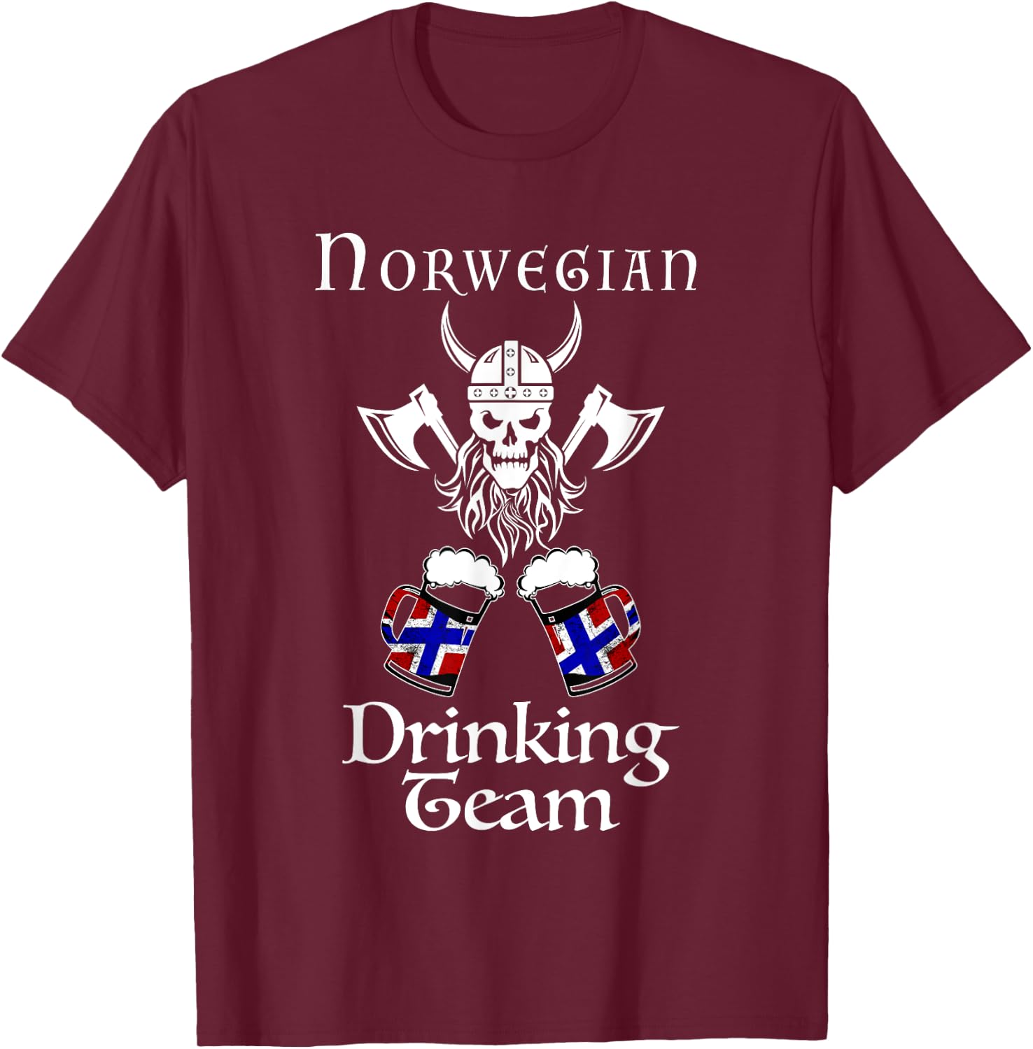 Norwegian drinking team Norge vikings and beer Norway T-Shirt - T-Shirt | Maroon