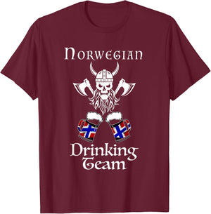 Norwegian drinking team Norge vikings and beer Norway T-Shirt - T-Shirt | Maroon
