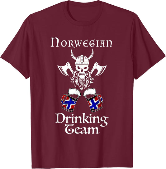 Norwegian drinking team Norge vikings and beer Norway T-Shirt - T-Shirt | Maroon