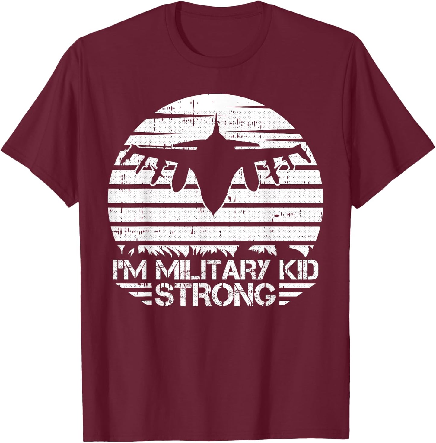 I Am Military Kid Strong Month Of The Military Child Army T-Shirt - T-Shirt | Maroon