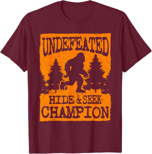 Cool Undefeated Big Foot Hide & Seek Champion Gift T-Shirt - T-Shirt | Maroon
