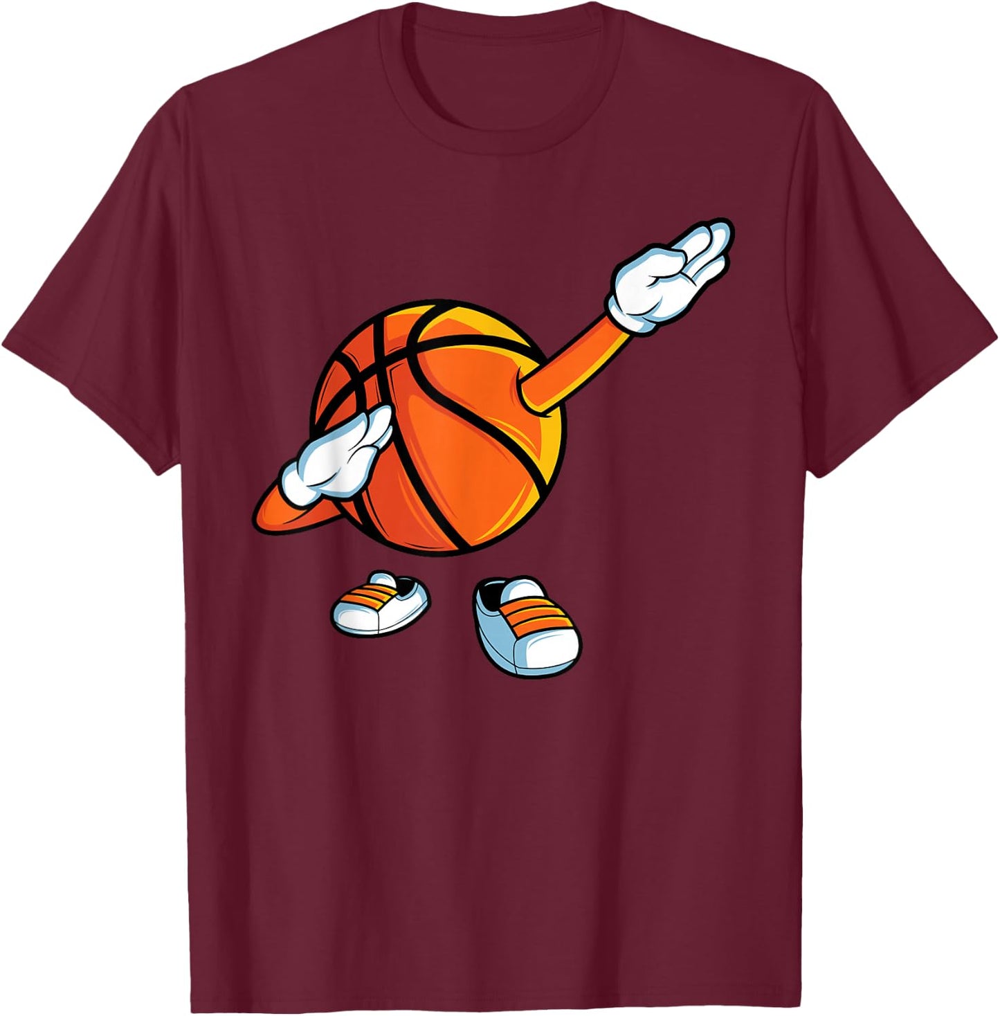 Funny Dabbing Basketball Dancing Ball Game in Shoes for Boys T-Shirt - T-Shirt | Maroon