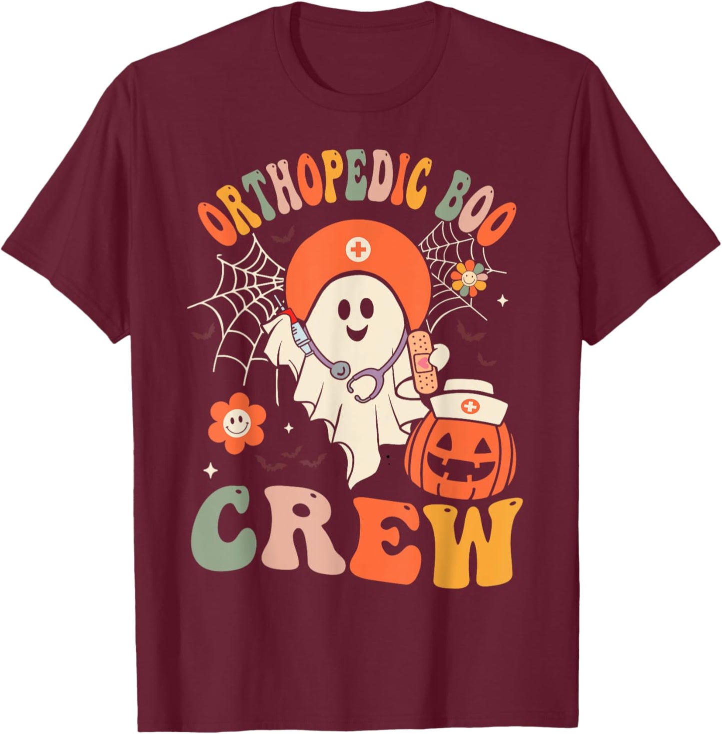Orthopedic Boo Crew Ghost Ortho Nursing Halloween Women T-Shirt - T-Shirt | Maroon