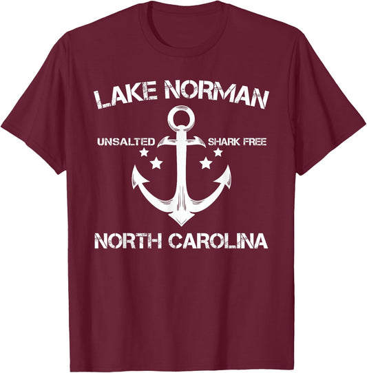 LAKE NORMAN NORTH CAROLINA Funny Fishing Camping Summer Gift T-Shirt - T-Shirt | Maroon