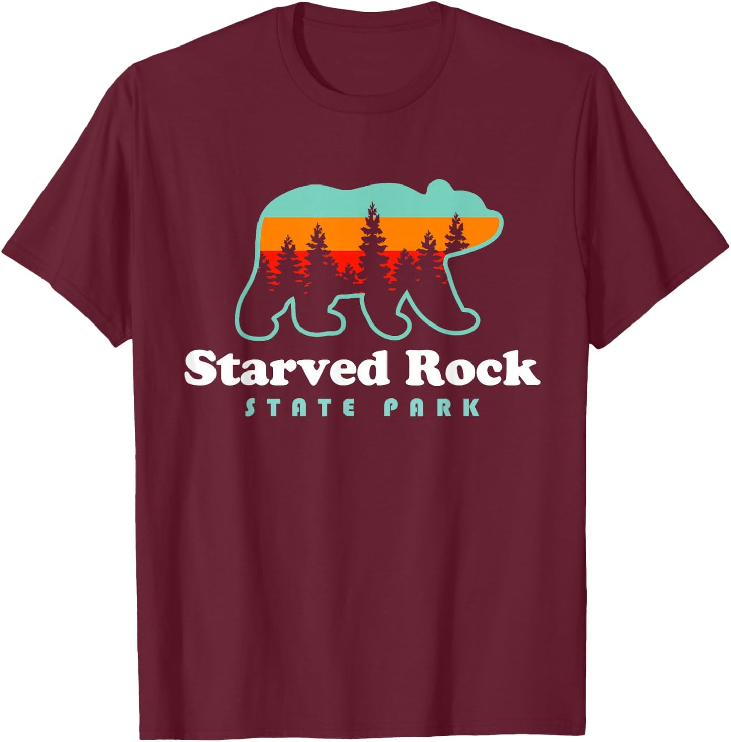Starved Rock State Park Starved Rock Hiking Illinois Bear T-Shirt - T-Shirt | Maroon