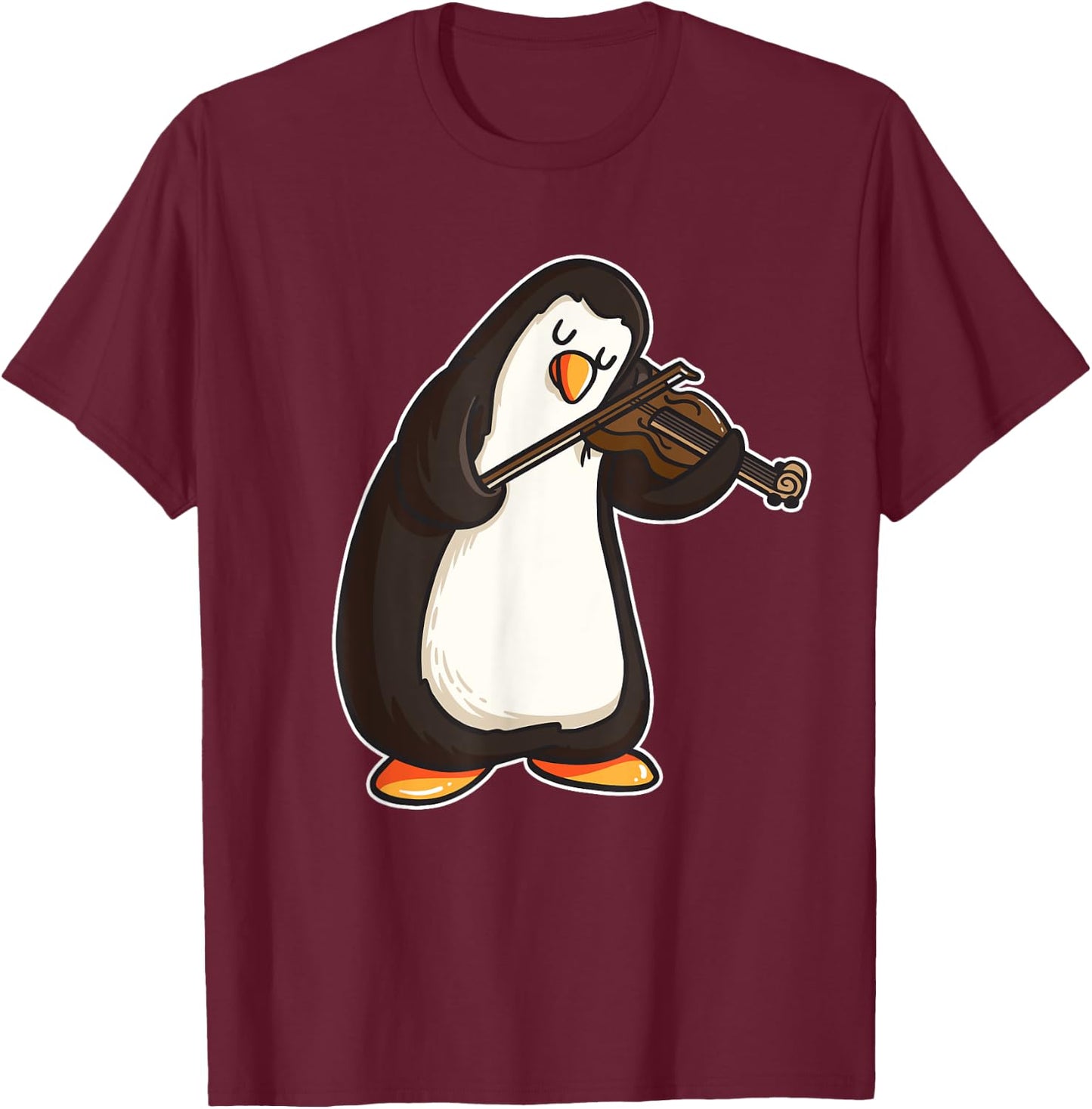 Violinist Penguin Violin Viola Player Music Gift T-Shirt - T-Shirt | Maroon
