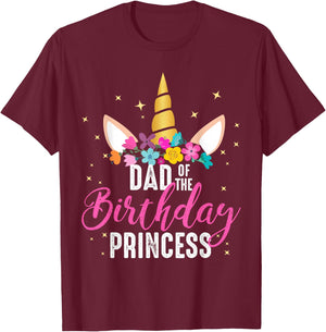 Dad Of The Birthday Princess Father Gifts Unicorn Birthday T-Shirt - T-Shirt | Maroon