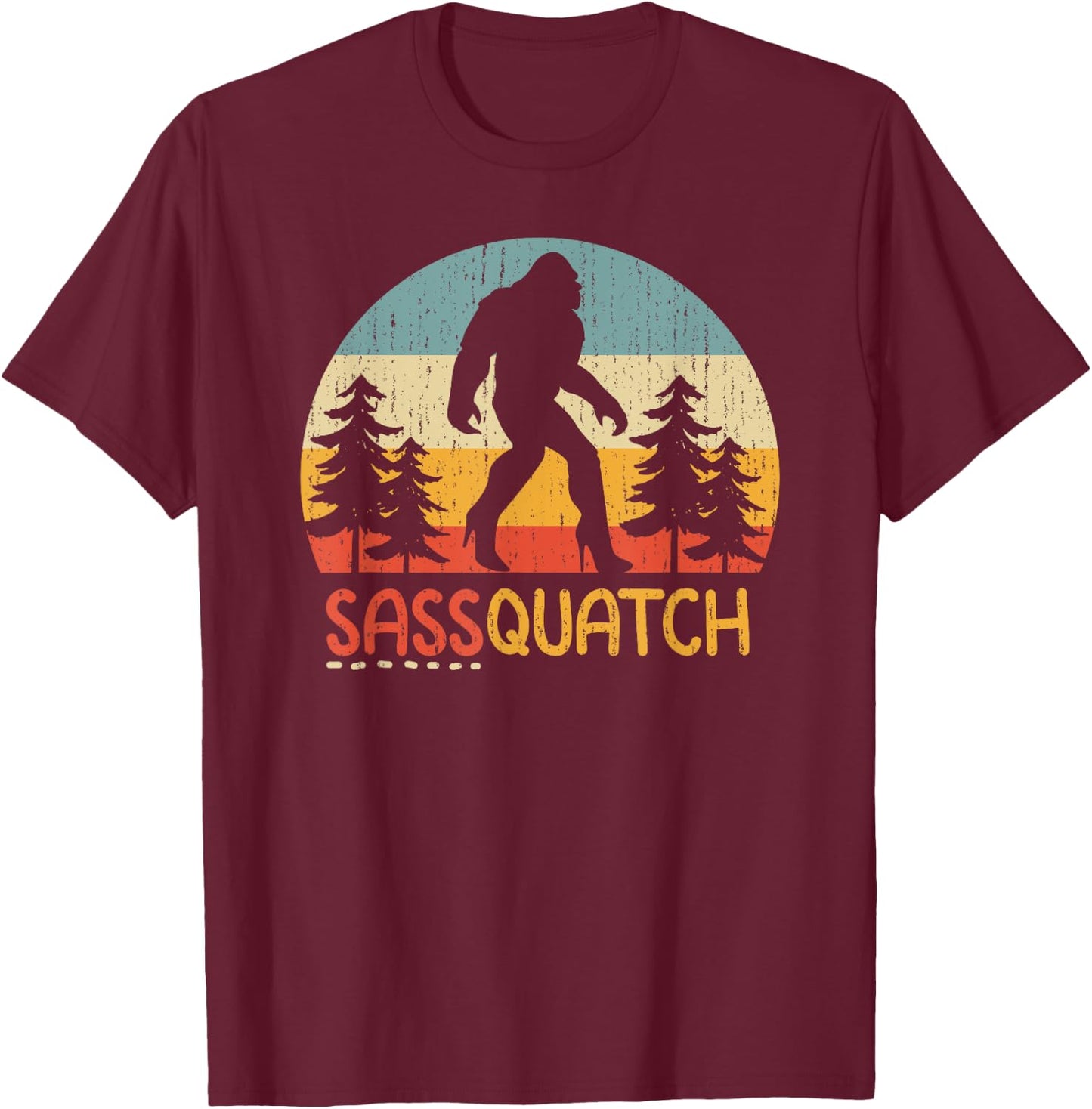 Retro Sassquatch Girl Bigfoot In High Heels Feminine Bigfoot Funny Sasquatch - Women's Black Short Sleeve Classic Fit - Size 6 T-Shirt - T-Shirt | Maroon