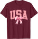 USA Pink US Flag Patriotic 4th of July America Women Girls T-Shirt - T-Shirt | Maroon