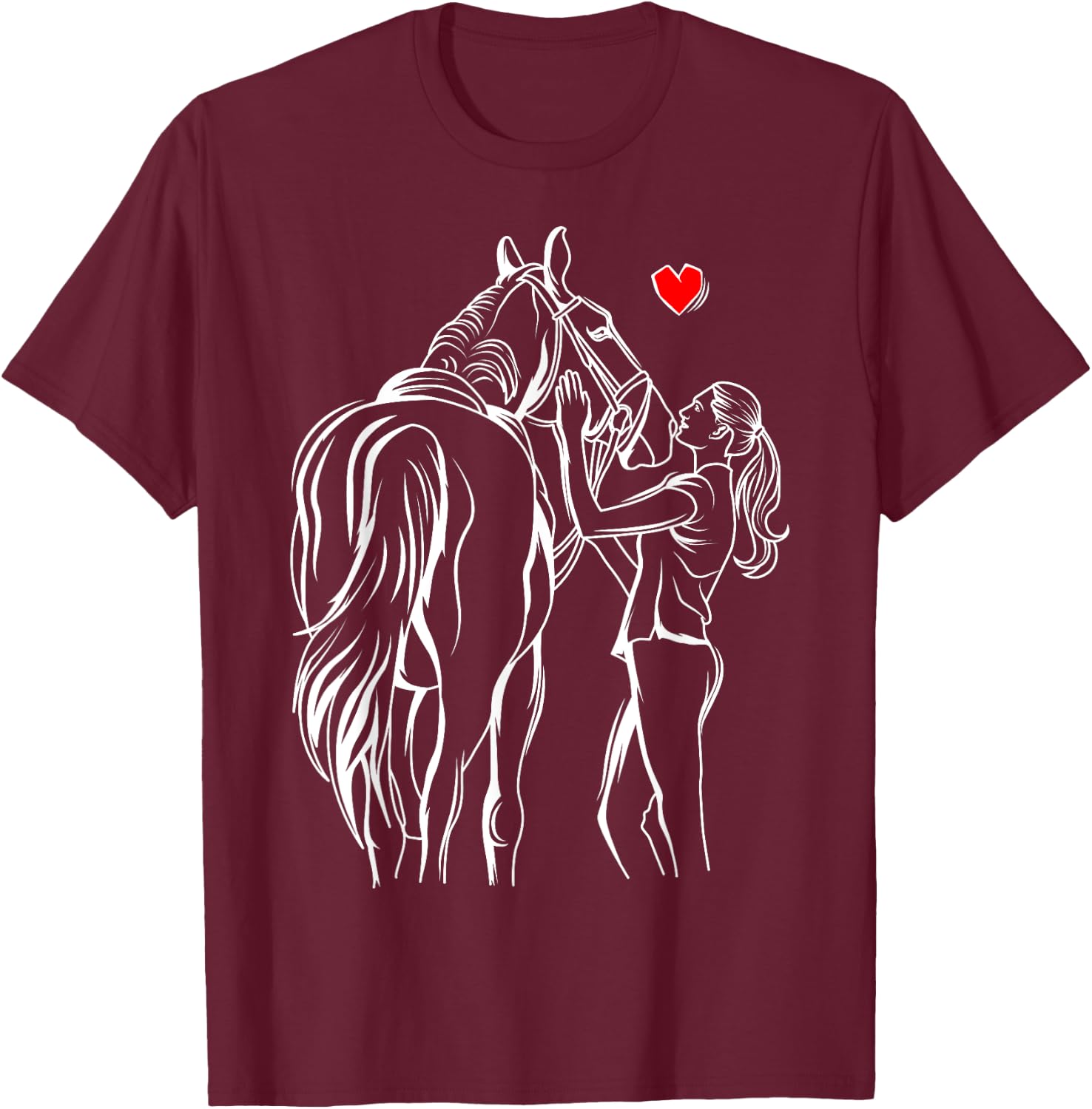 Horse Lover Girl Women Horseback Riding T-Shirt - T-Shirt | Maroon