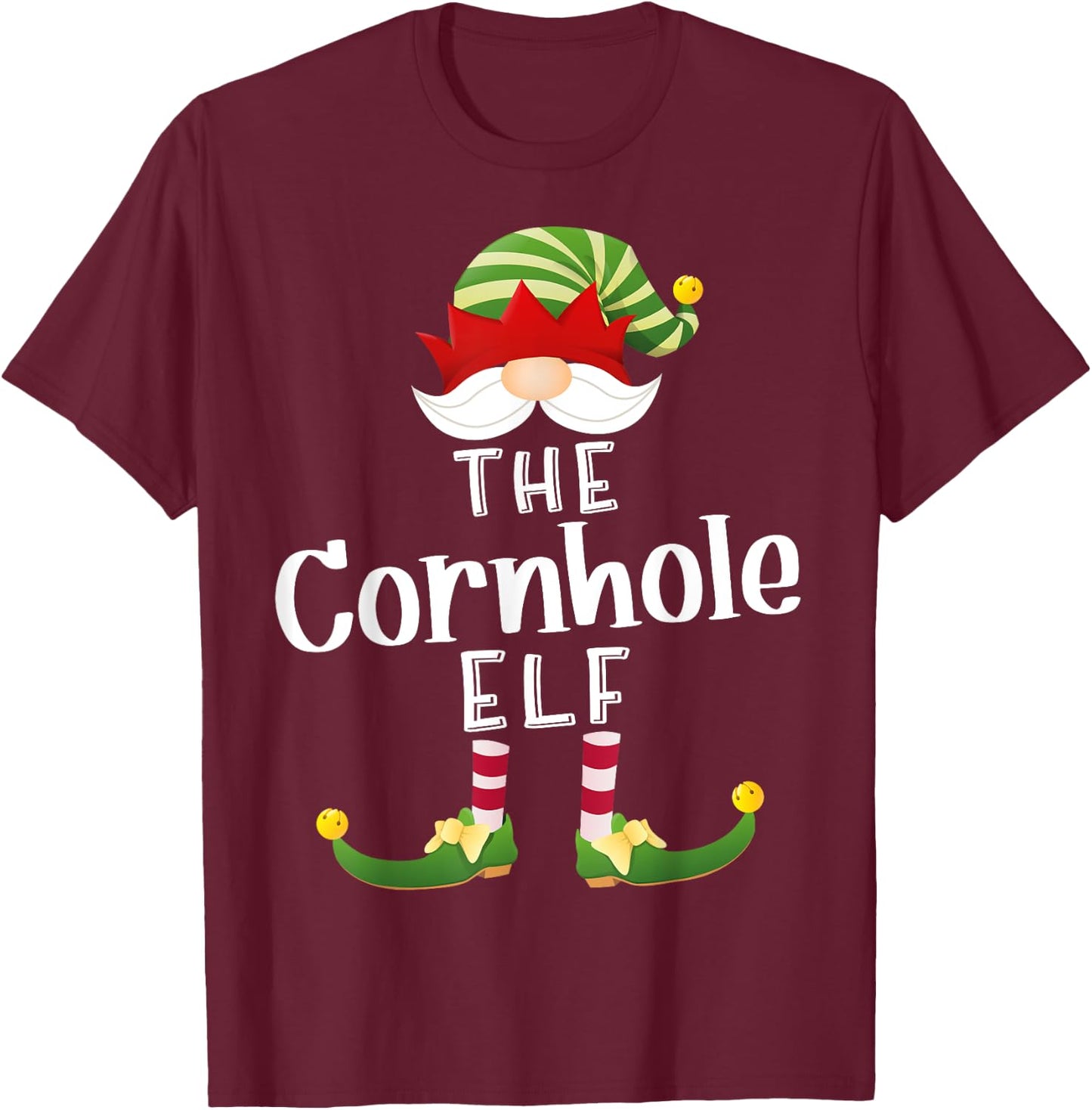 Cornhole Elf Group Christmas Funny Pajama Party T-Shirt - T-Shirt | Maroon