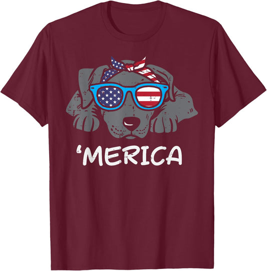 Merica Pitbull Pit American USA 4th Of July Fourth Dog Women T-Shirt - T-Shirt | Maroon