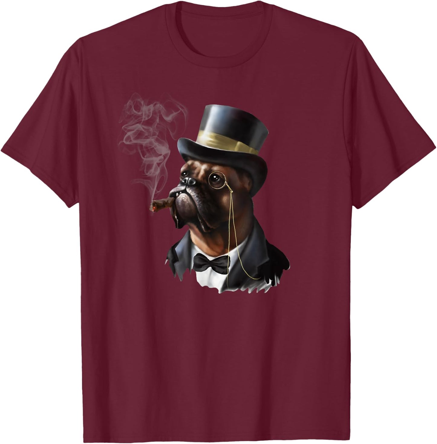 Boxer Dog Smoke Cigars Women T-Shirt - T-Shirt | Maroon