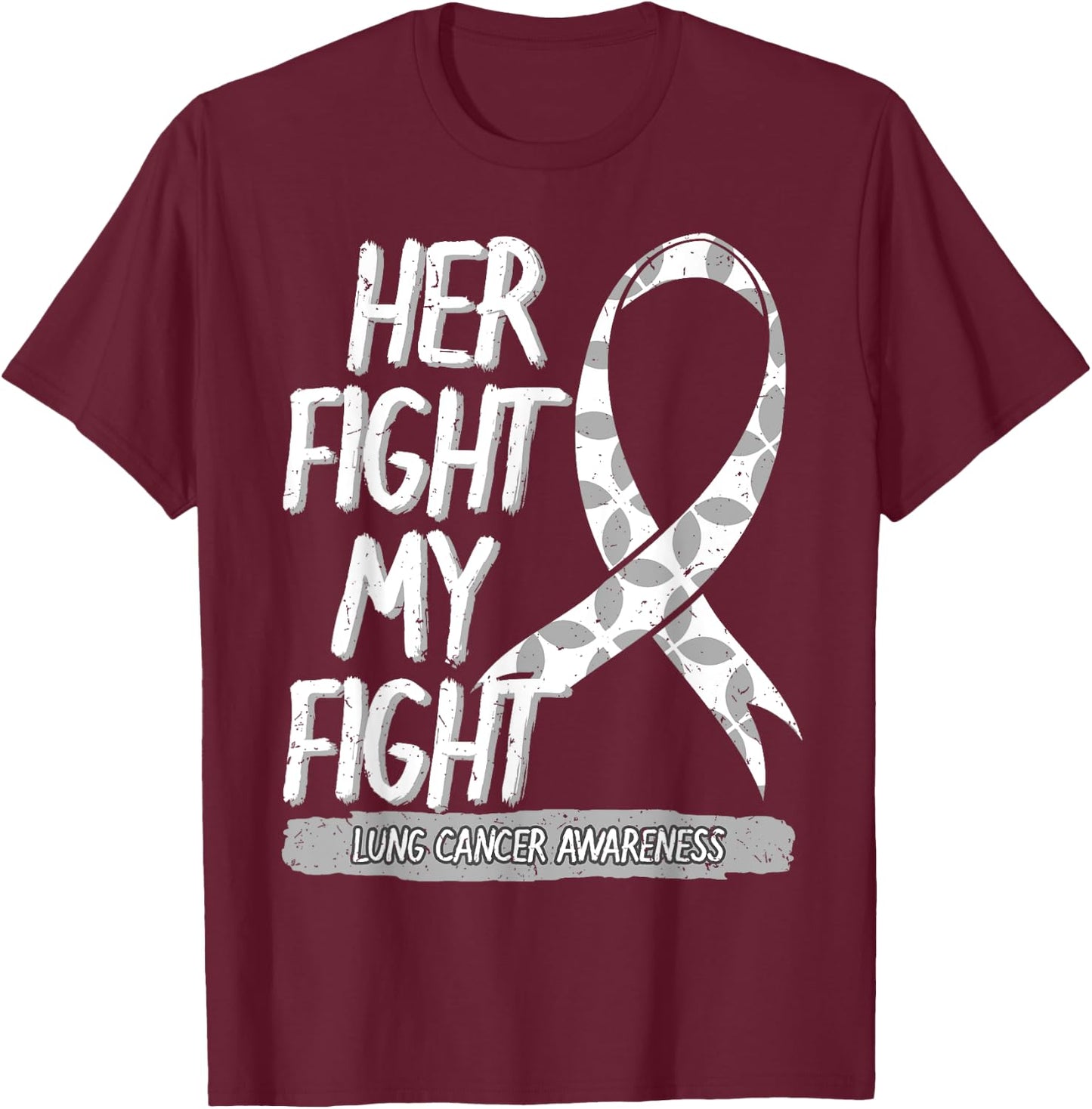 Lung Cancer Awareness White Ribbon Carcinoma Patient Gift T-Shirt - T-Shirt | Maroon