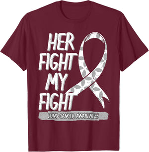 Lung Cancer Awareness White Ribbon Carcinoma Patient Gift T-Shirt - T-Shirt | Maroon