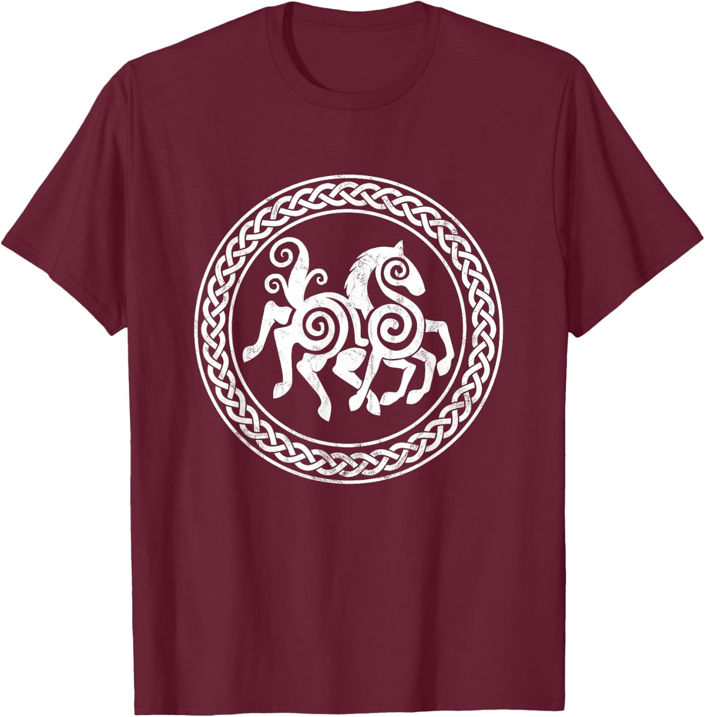 Sleipnir Horse Of Odin Runic Circle Viking Gift T-Shirt - T-Shirt | Maroon
