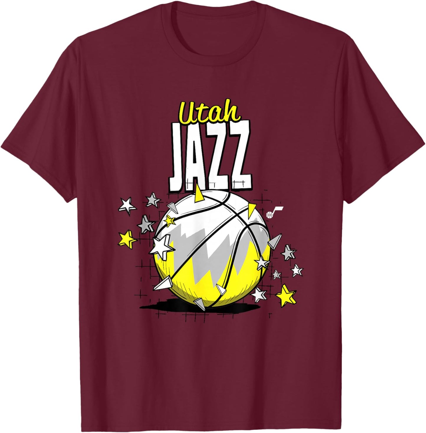 NBA Utah Jazz Basketball Doodle Stars T-Shirt - T-Shirt | Maroon
