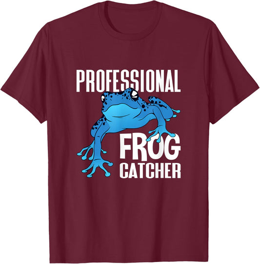 Professional Frog Catcher Boy Toad Lover Girl Frog Hunter T-Shirt - T-Shirt | Maroon