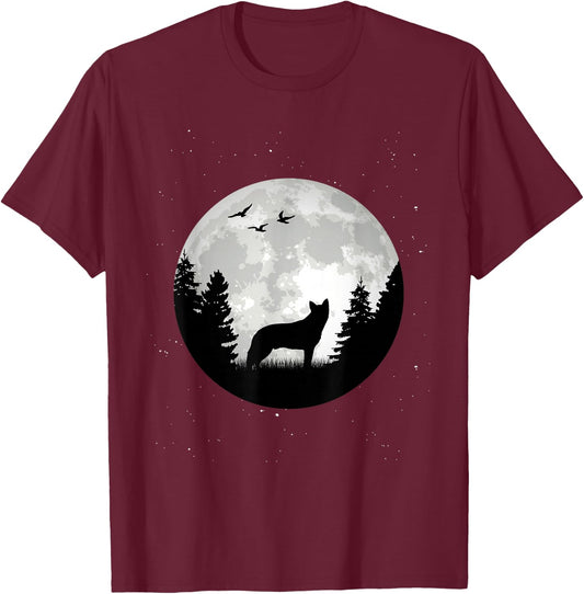Australian Cattle Dog Moon Dog Owners T-Shirt - T-Shirt | Maroon