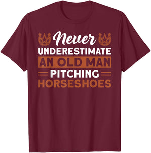 Horseshoe pitching old man horseshoe throwing design T-Shirt - T-Shirt | Maroon