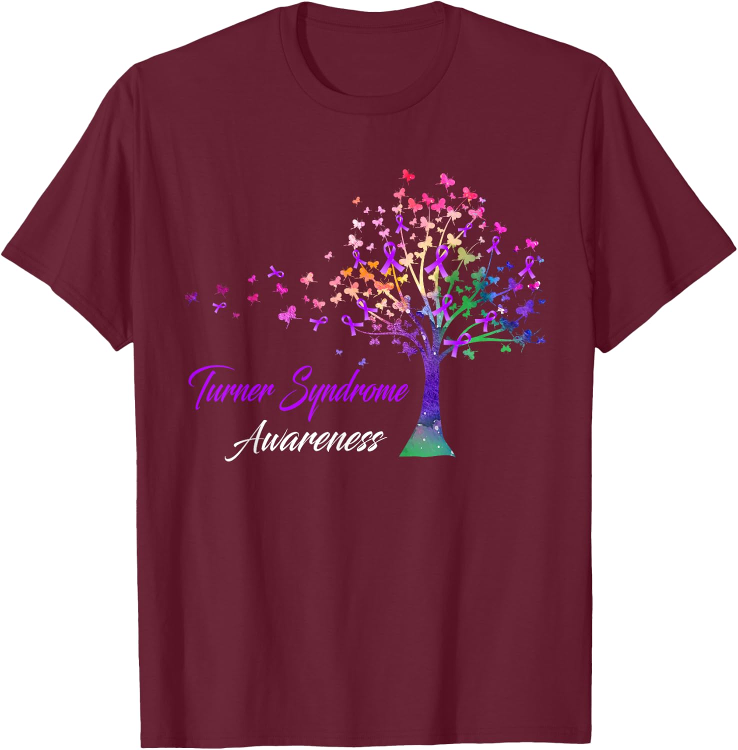 Tree Ribbon Turner Syndrome Awareness T-Shirt - T-Shirt | Maroon