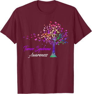 Tree Ribbon Turner Syndrome Awareness T-Shirt - T-Shirt | Maroon