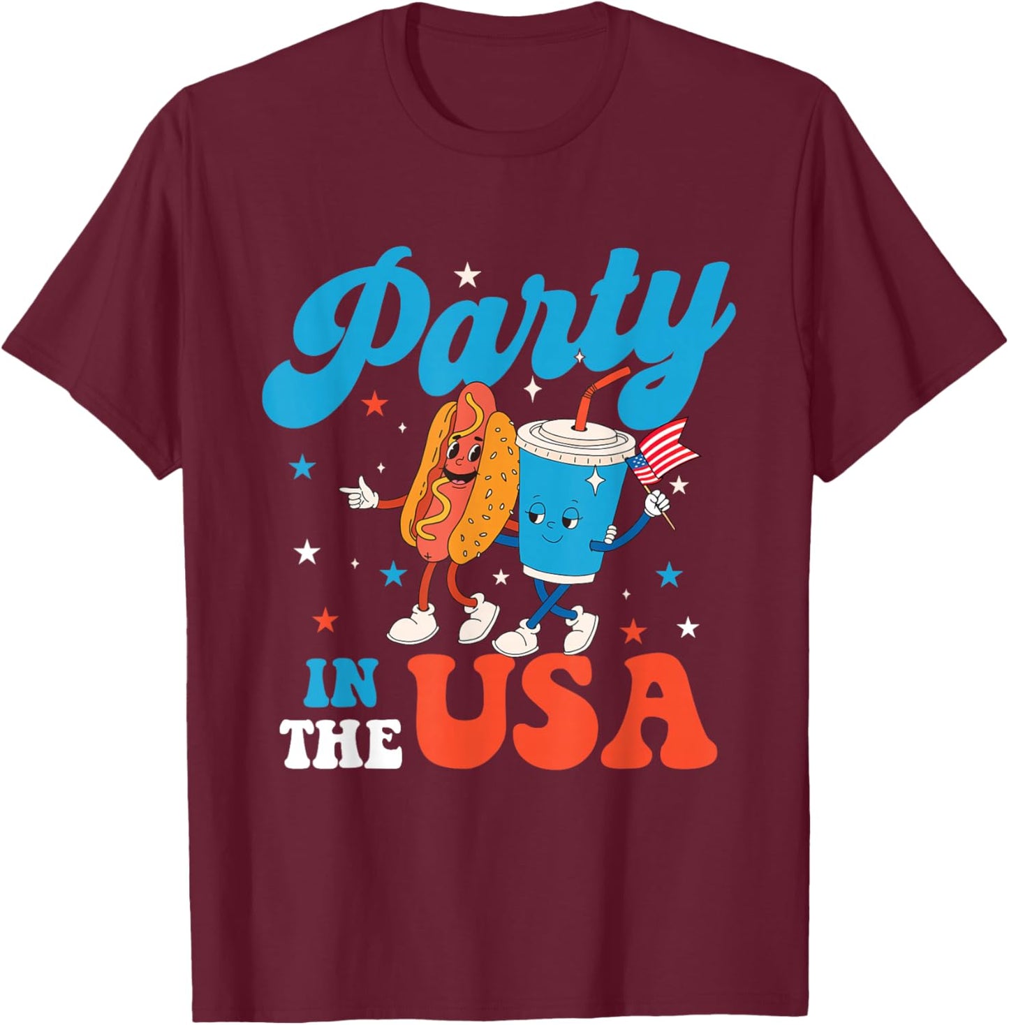 Party in The USA - USA American Flag 4th of July Fourth T-Shirt - T-Shirt | Maroon