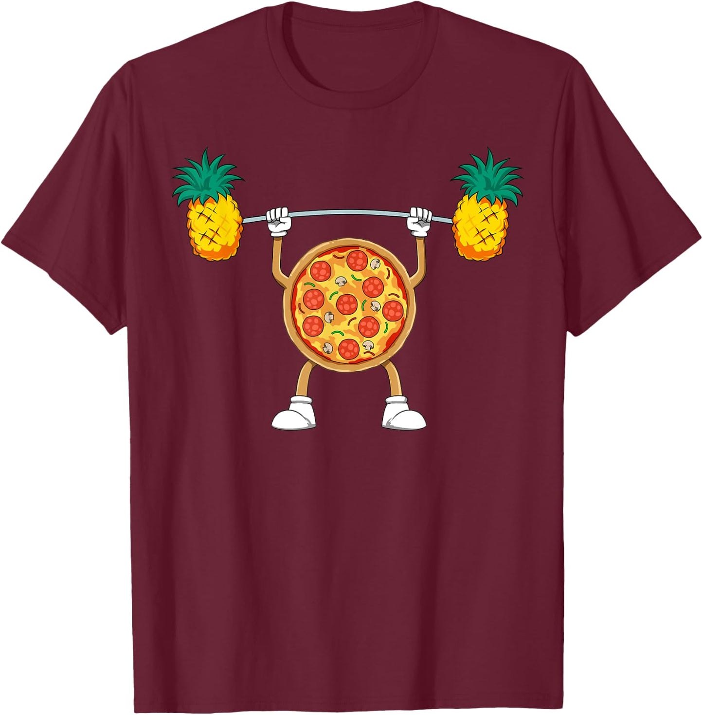 Pizza Lifting Pineapple Pizza Hawaiian Pizza Workout Gym T-Shirt - T-Shirt | Maroon