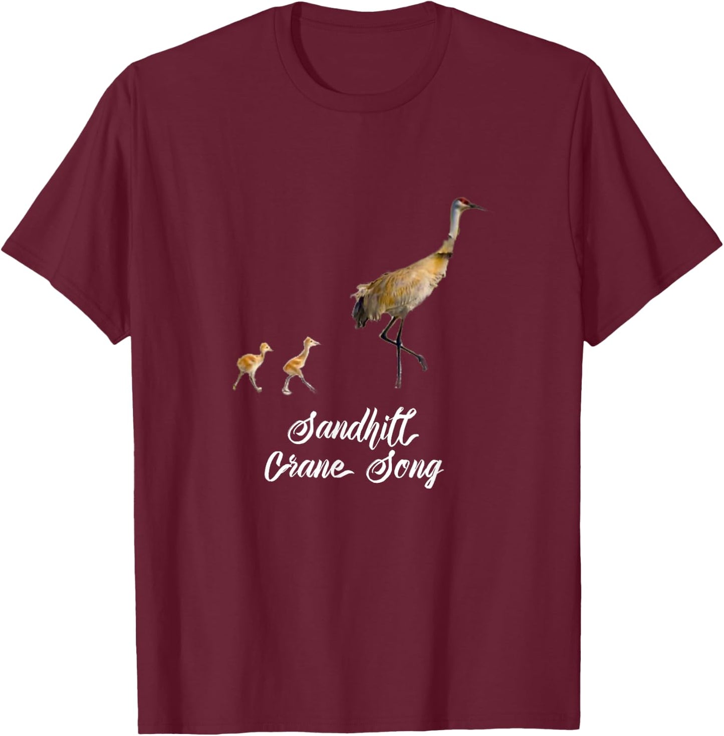 Sandhill Crane Song Design T-Shirt - T-Shirt | Maroon
