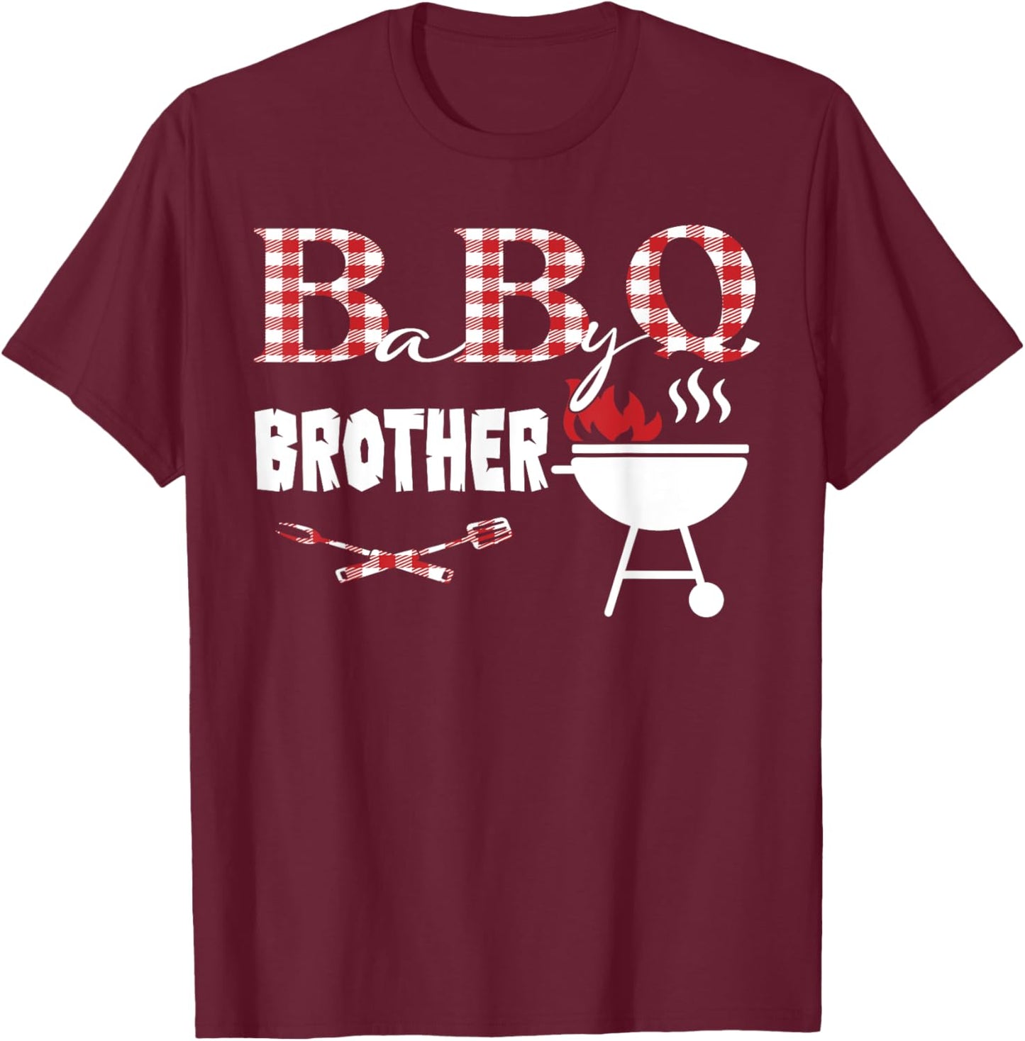 Baby BBQ Brother Shower Birthday Party Family Matching T-Shirt - T-Shirt | Maroon