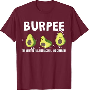 The Ability To Fall, Burpee Avocado Weightlifting T-Shirt - T-Shirt | Maroon