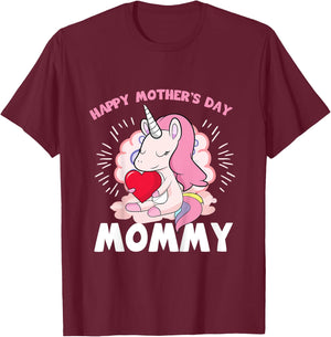 Happy Mothers Day Mommy Daughter To Mom Unicorn Toddler Girl T-Shirt - T-Shirt | Maroon