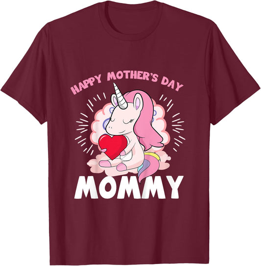 Happy Mothers Day Mommy Daughter To Mom Unicorn Toddler Girl T-Shirt - T-Shirt | Maroon