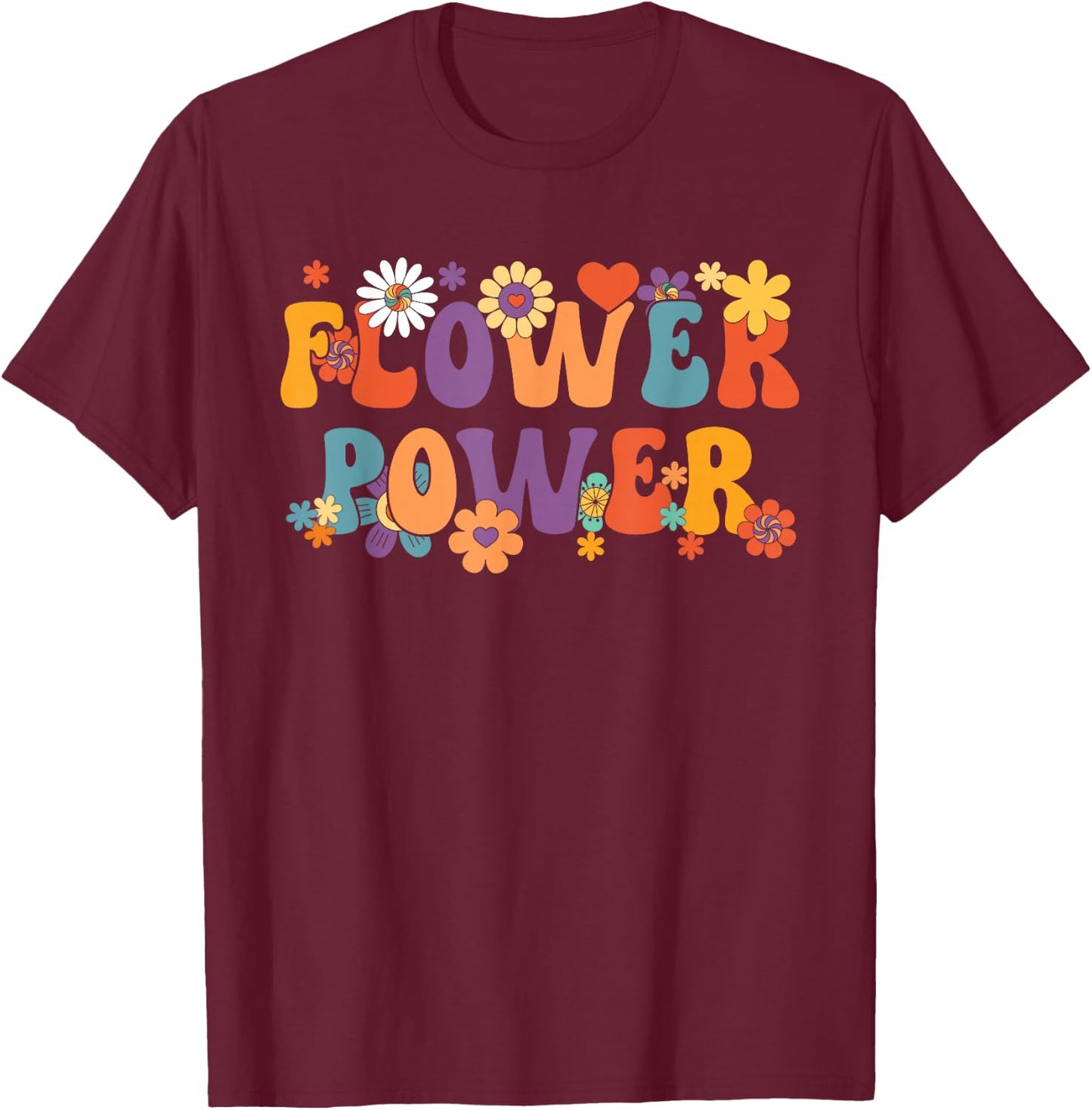 Flower Power | Groovy Vintage | Hippy Hippies T-Shirt - T-Shirt | Maroon