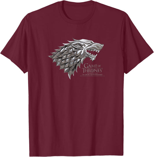 Game Of Thrones Iron Wolf Logo T-Shirt - T-Shirt | Maroon
