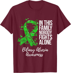 Family Support Biliary Atresia Awareness T-Shirt - T-Shirt | Maroon