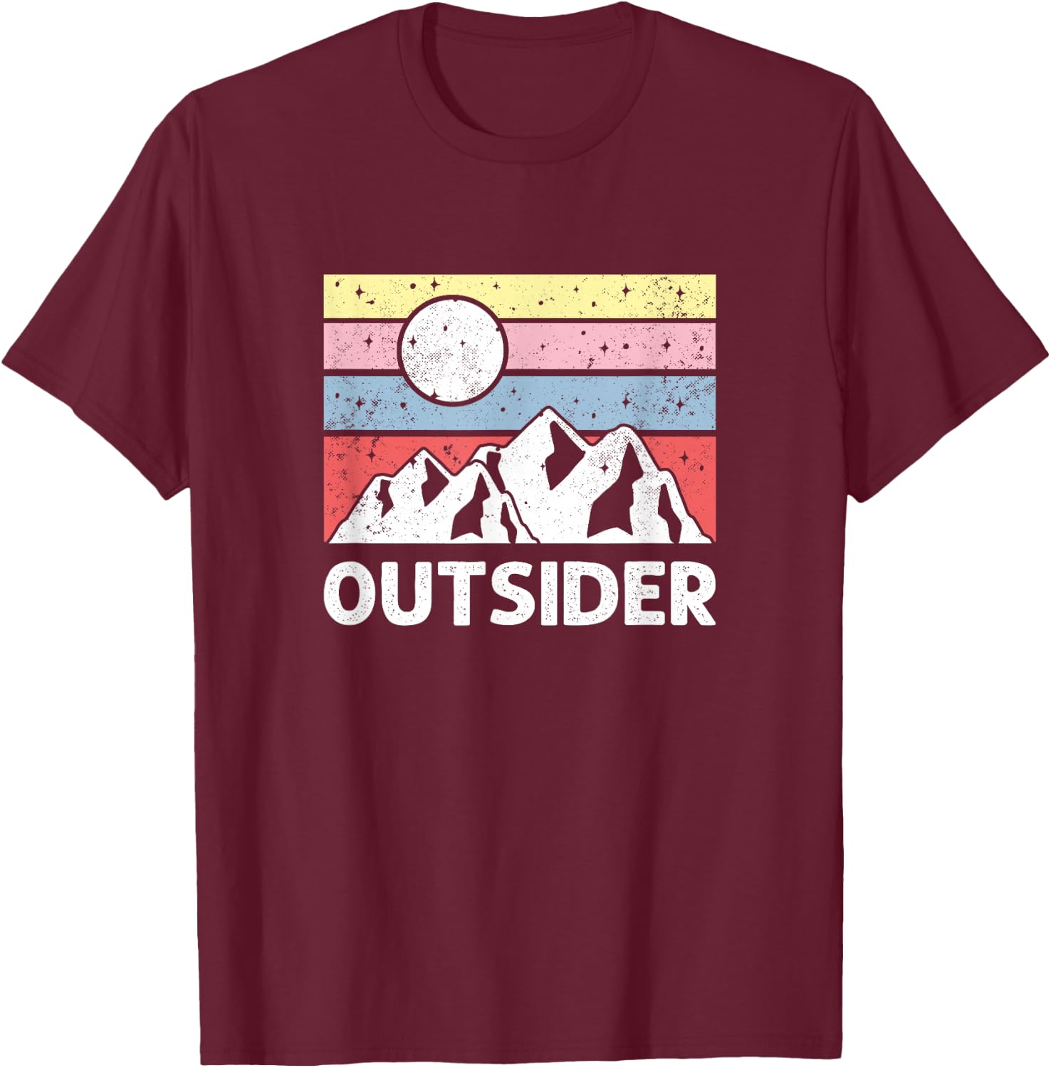 Outsider - Retro Mountain Hiking Outdoor Lover T-Shirt - T-Shirt | Maroon