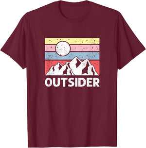 Outsider - Retro Mountain Hiking Outdoor Lover T-Shirt - T-Shirt | Maroon