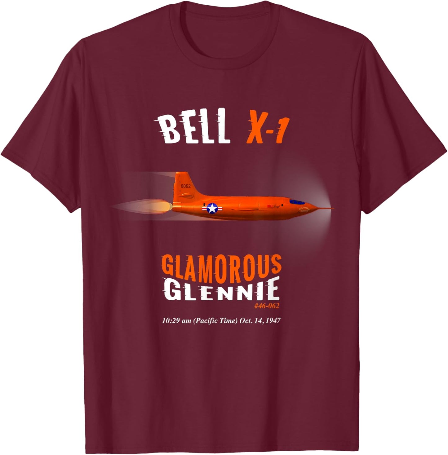 Bell X-1 Supersonic Rocket Aircraft Speed of Sound Mach 1 T-Shirt - T-Shirt | Maroon