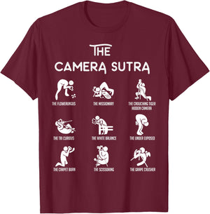 The Camera Sutra Shirt - Photographer Poses | DSLR T-Shirt - T-Shirt | Maroon